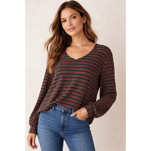 Eri + Ali Tops - Anthropologie Eri‎ + Ali XL Multicolor Striped Knit Top Long Sleeve Relaxed Fit